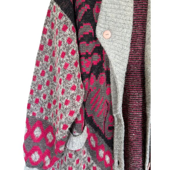 Vintage Cervelle Wool Blend Cardigan Coat - Chunky Knit, Bold 80s Print, Size M - Picture 3 of 6